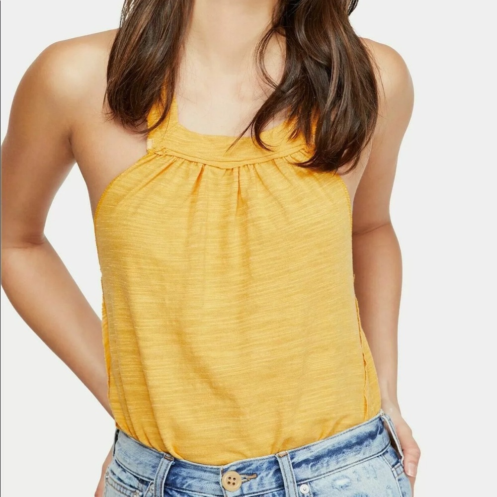 Free People Good for You Yellow Tank Top Sz XS NWT